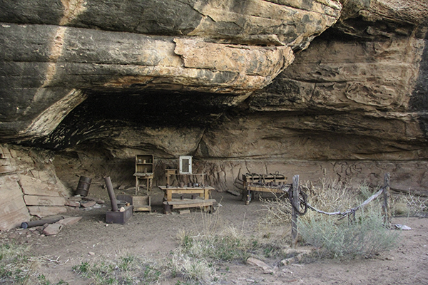 cowboy camp with hitching post