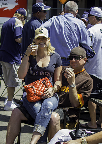 happy couple at Padres block party