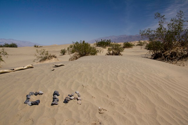 husband's initials in the sand - Death Valley