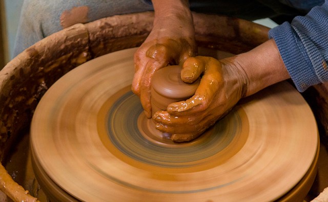 Cindy's hands at work