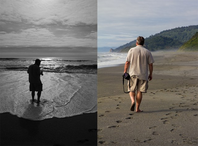 Dad enjoying the surf and sand