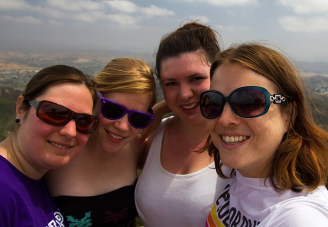 four girls on a mountain top