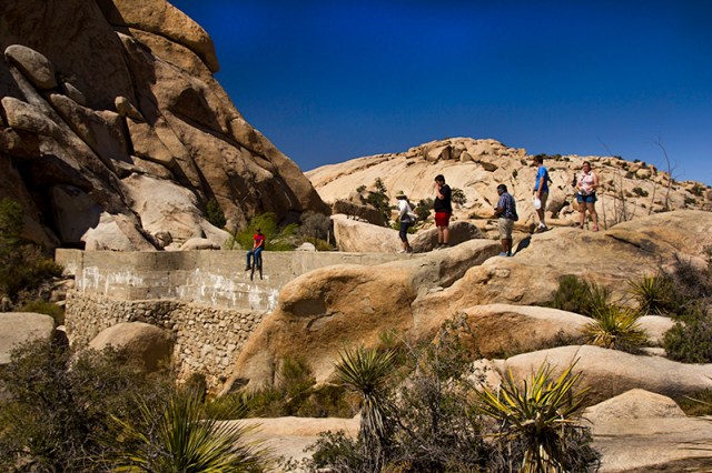 students on the Barker Dam
