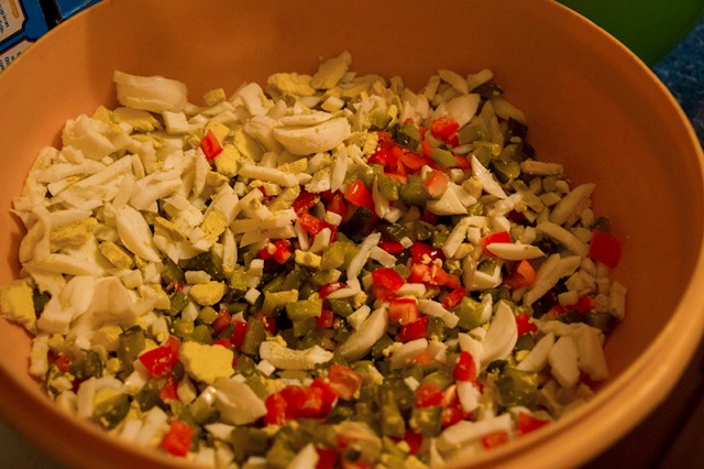 some potato salad ingredients