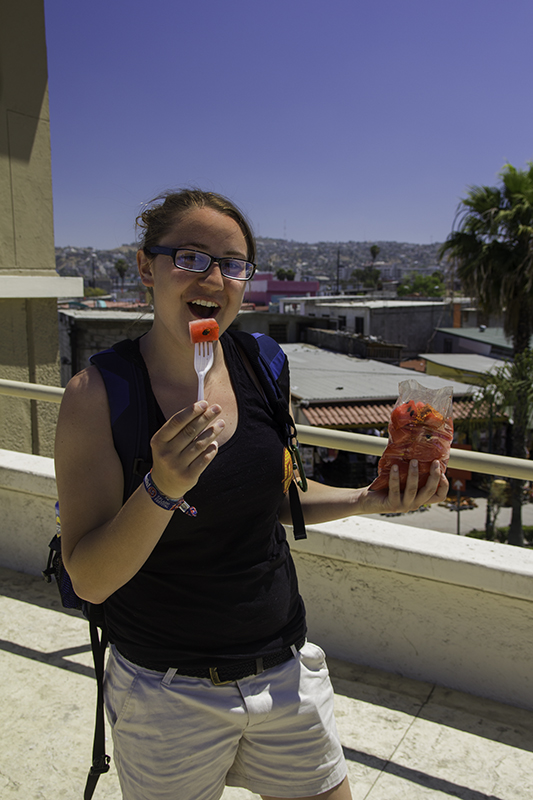 Charlotta with her chili watermelon