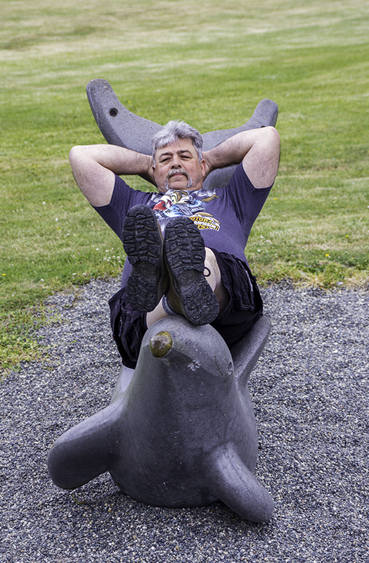 Uncle Ed on a dolphin