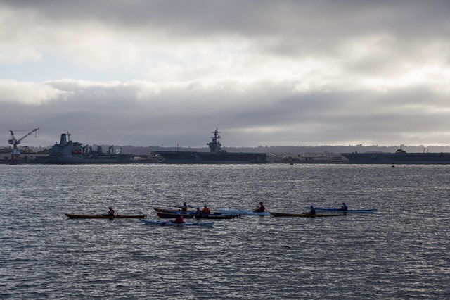 kayakers in the harbor