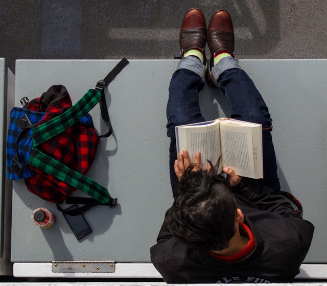 man reading right to left