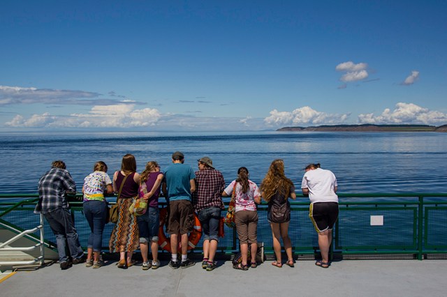 kids enjoying the view from the sun deck