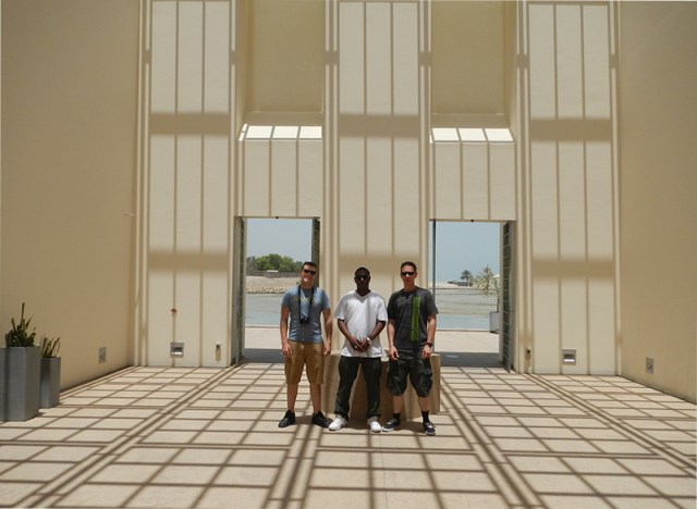 Chaz, Peterson, and Hallman inside Qal' at al-Bahrain Museum