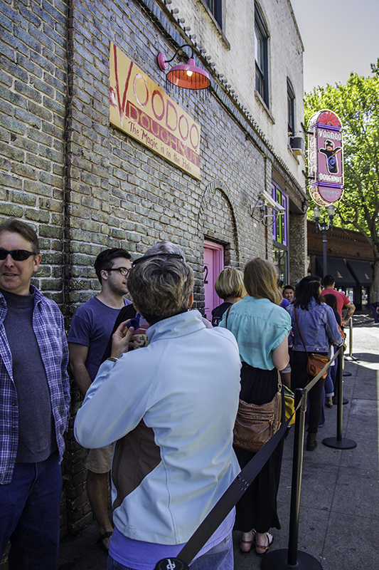 line for Voodoo Donuts