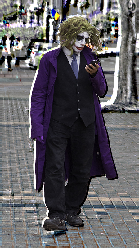 Joker on a phone