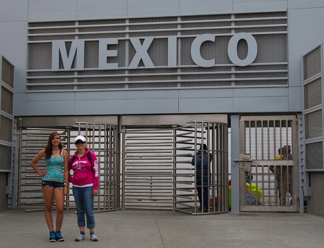 Nadia and Irena in front of Mexico border