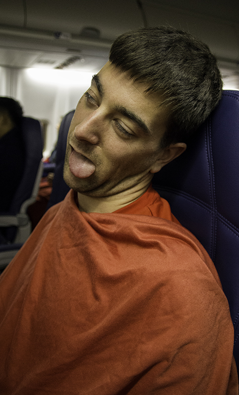 Caleb sleeping on the way to Miami