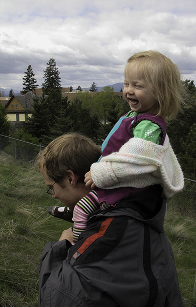 Jake and Lyra hiking to the "M"