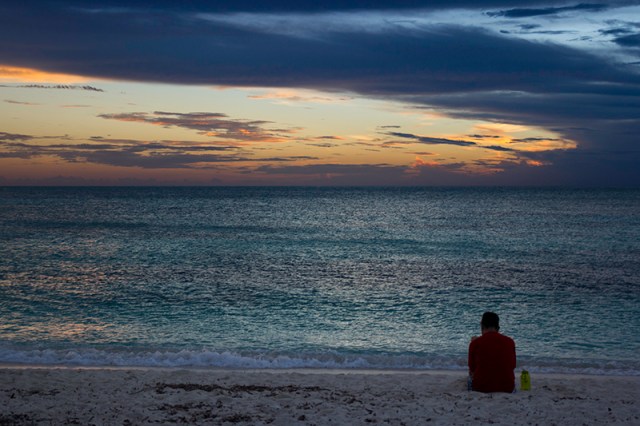 Caleb and the sunset