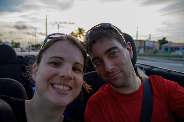 in the convertible in Miami