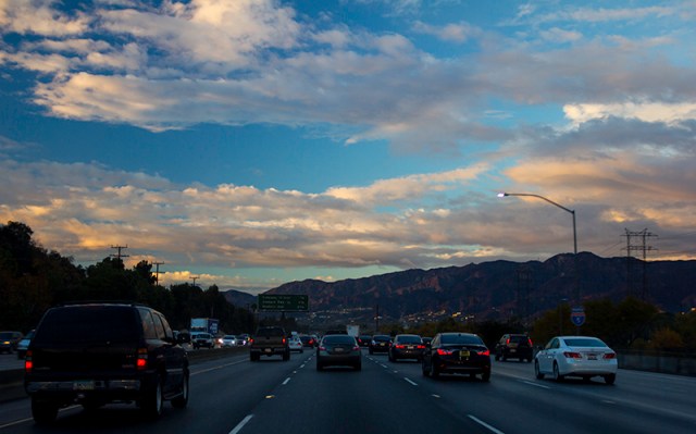 driving north by the Verdugo Mountains