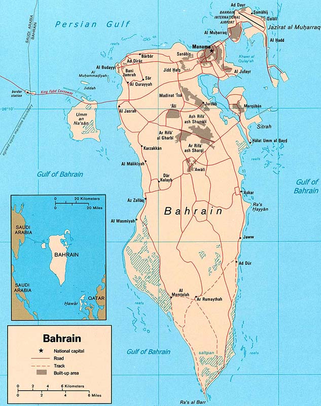 map of the islands of Bahrain