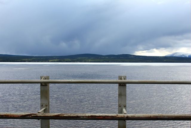 driving over Teslin Lake
