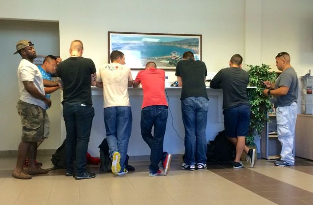 standing at the outlet bar