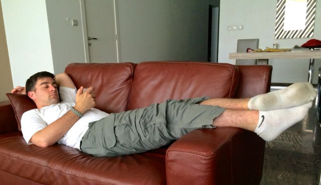 Caleb on the loveseat