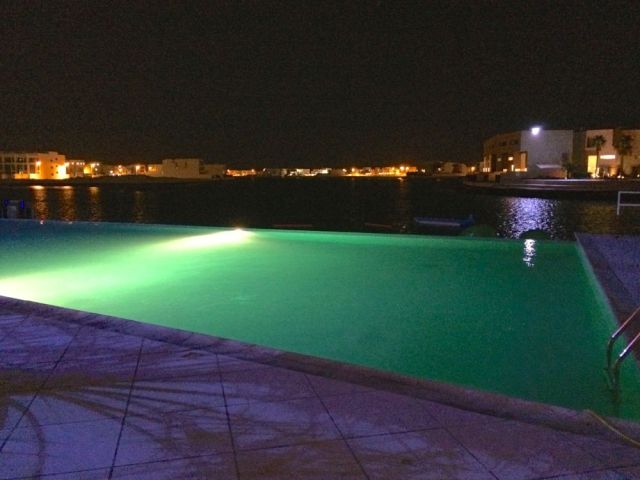 the pool after dinner