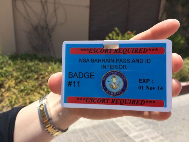 escort badge for NSA Bahrain