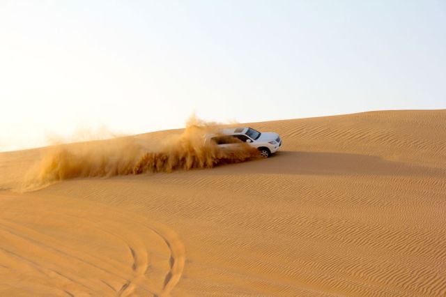 dune bashing in action