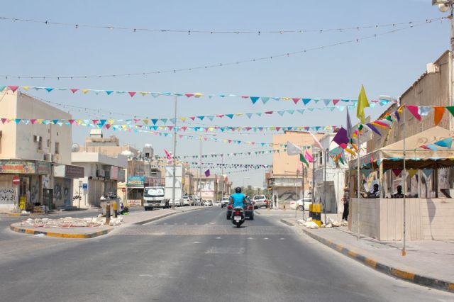 driving through town