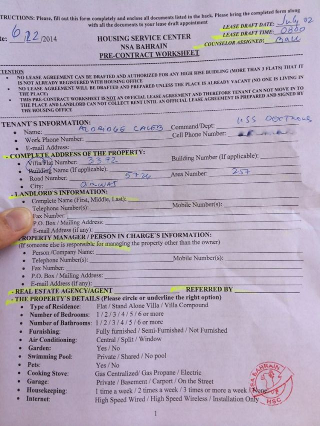 pg.1 pre-lease contract