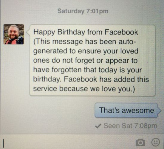 social media is at it again, but this birthday message oozes love that's also auto-generated