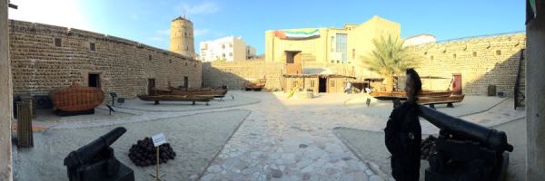 inside the fort walls of Dubai Museum