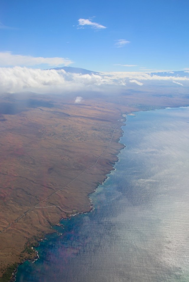 flying into Kona, Hawaii