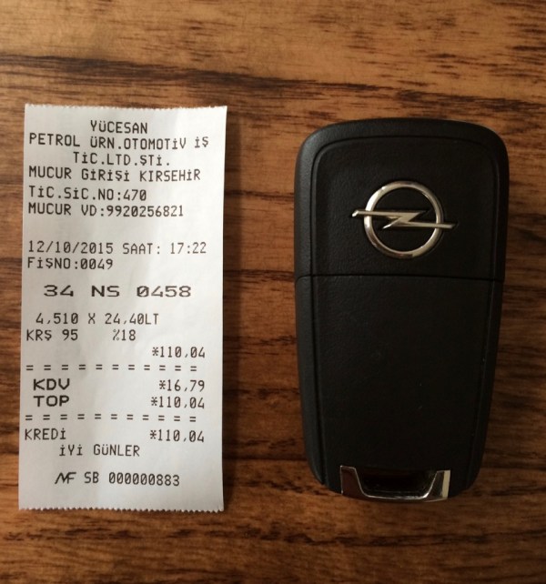 petrol receipt vs key fob